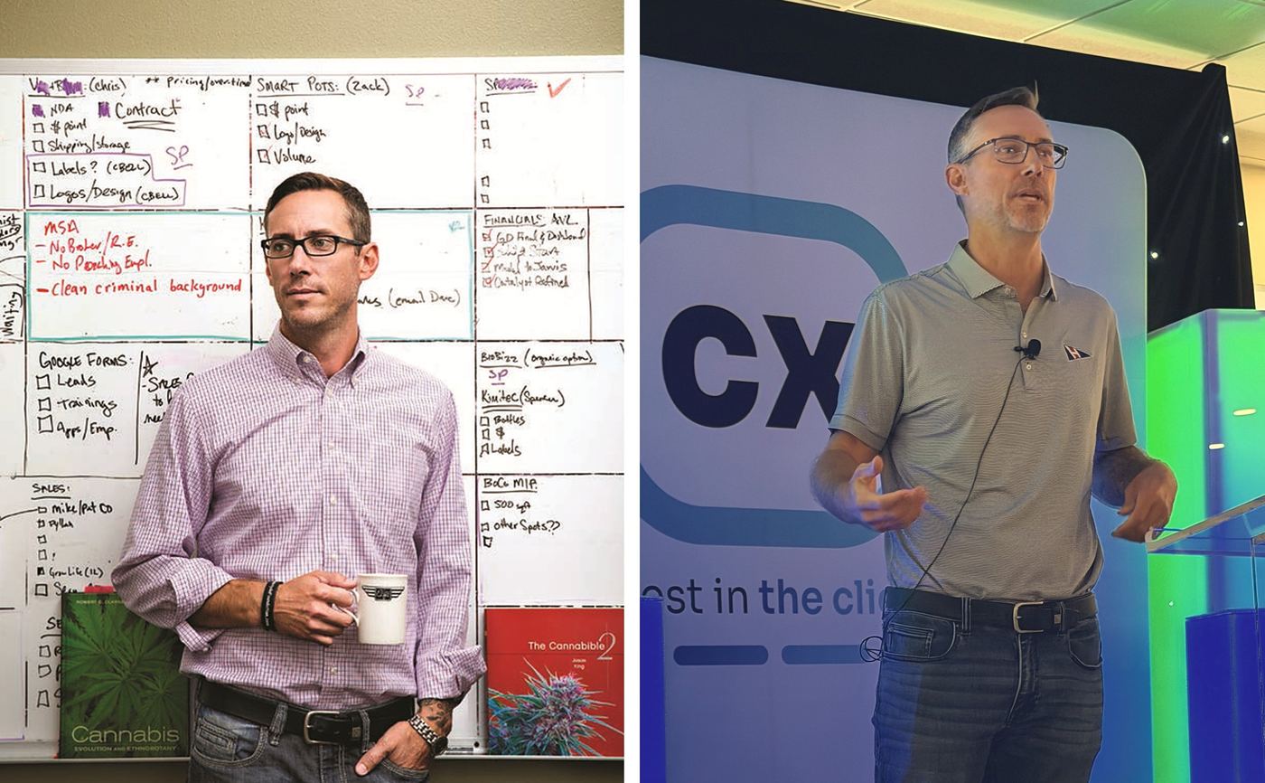 Travis Lee Howard at a planning whiteboard in 2015, and leading a session in 2026